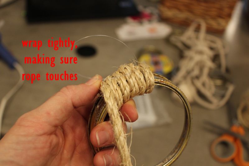 Continue to wrap your string around the lid