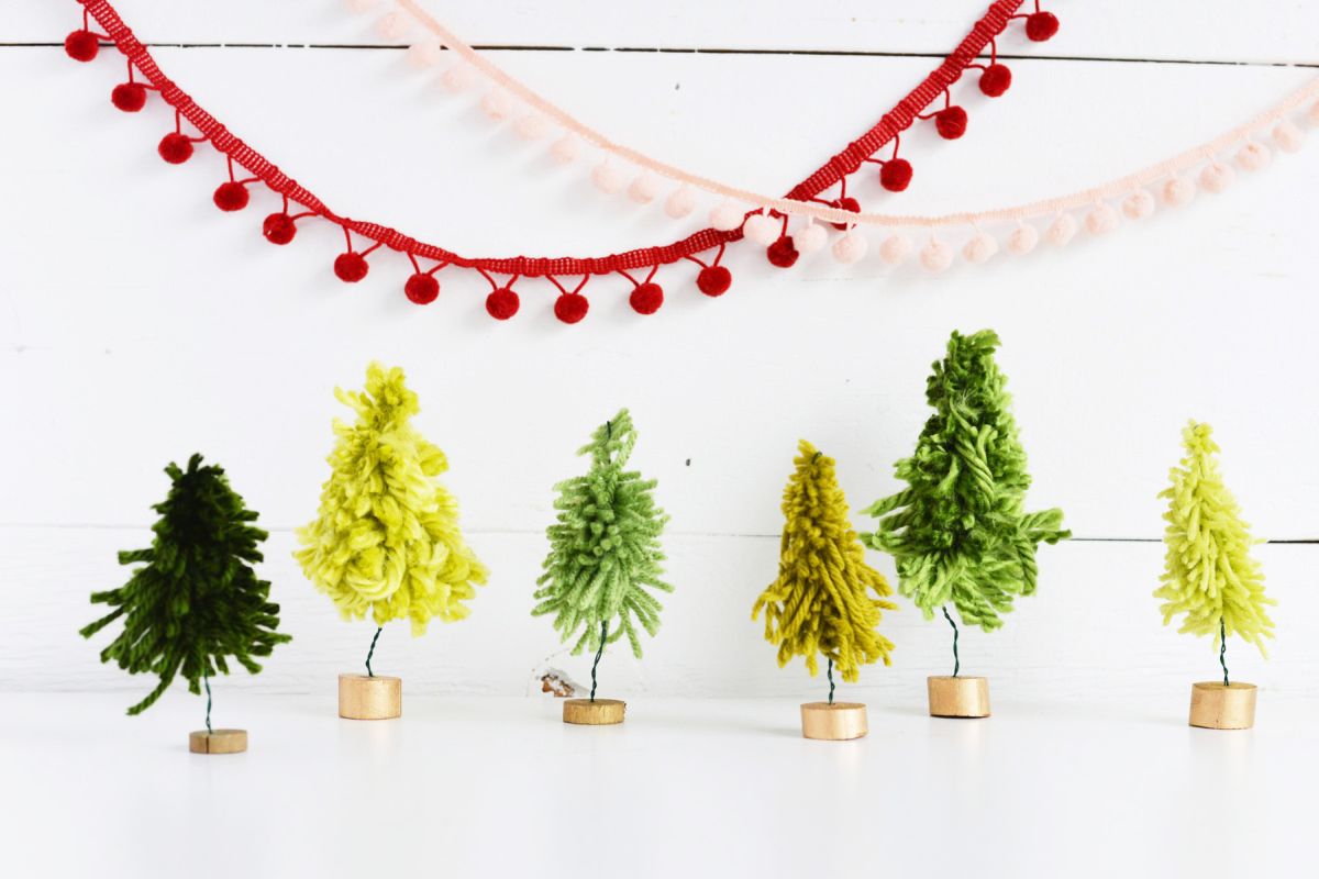 DIY Mini Yarn Trees Collage