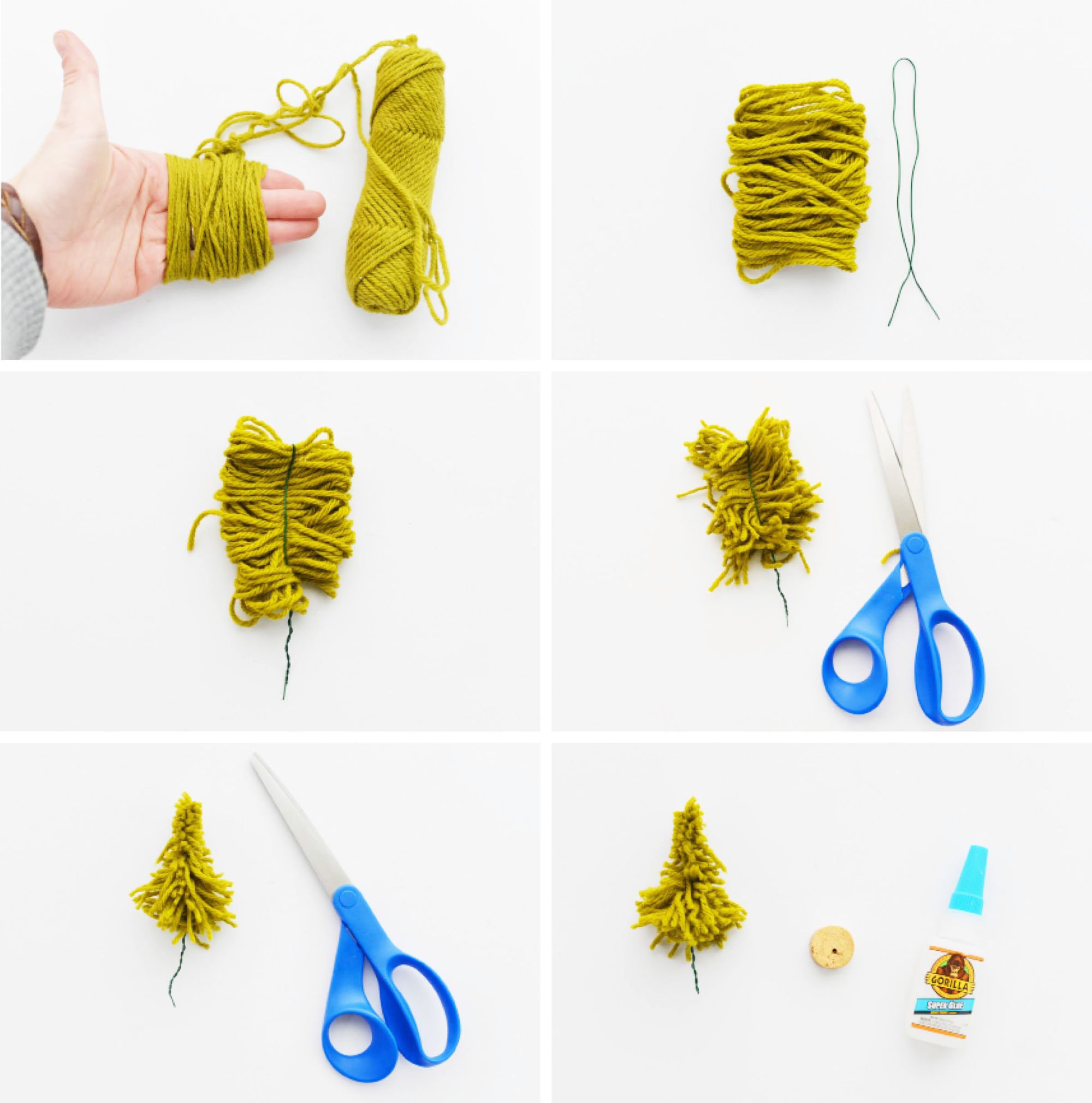 DIY Mini Yarn Trees Instructions
