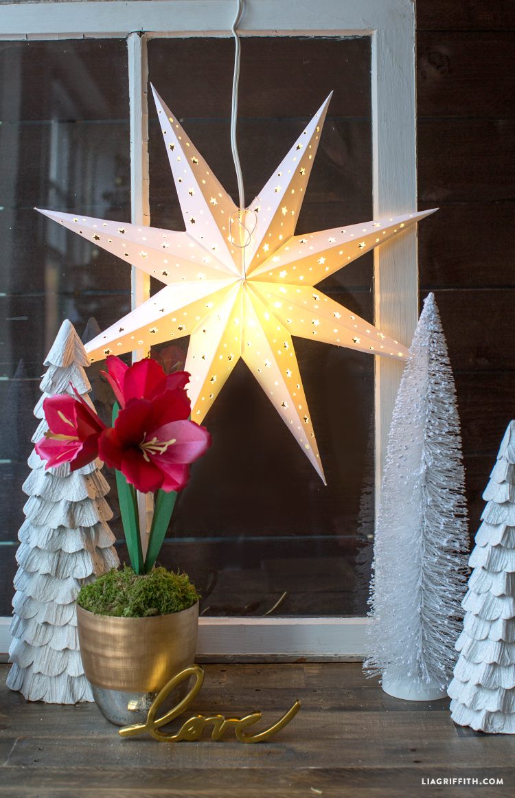 Christmas Mantel Decorating Frosted Window Panes