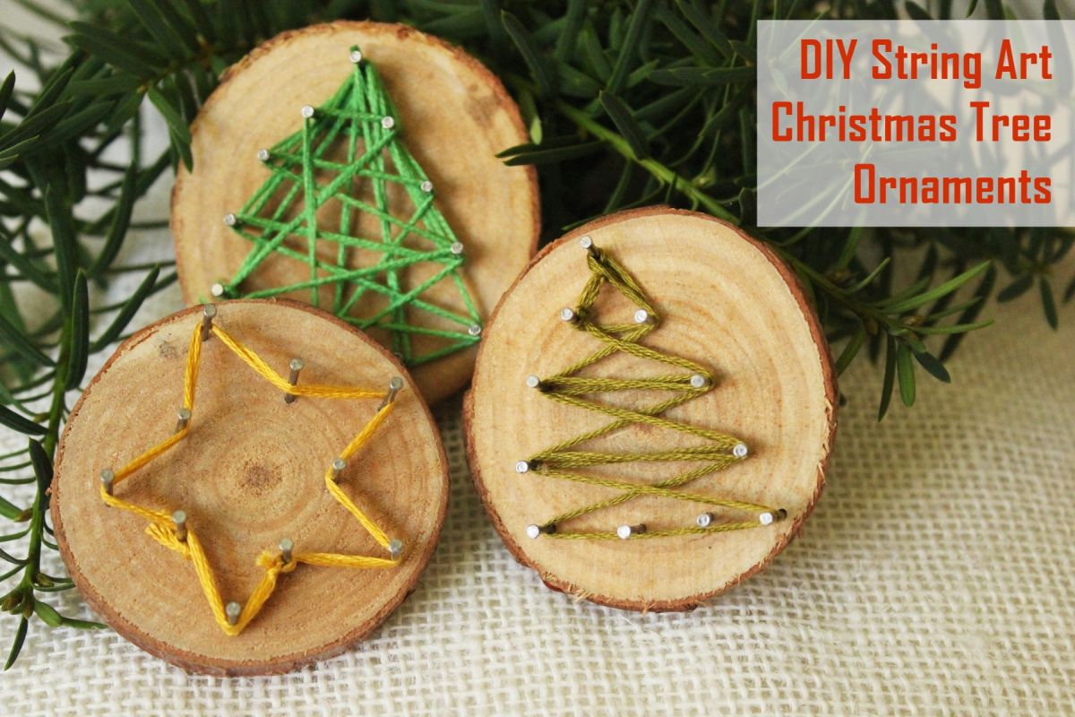DIY string art ornaments on your Christmas tree