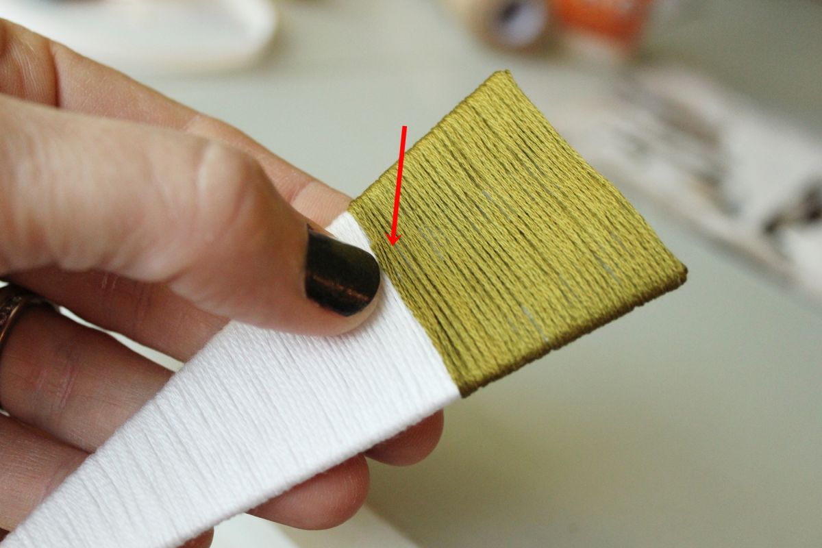 DIY String Tree Ornaments - Attach the end of your floss to the tape