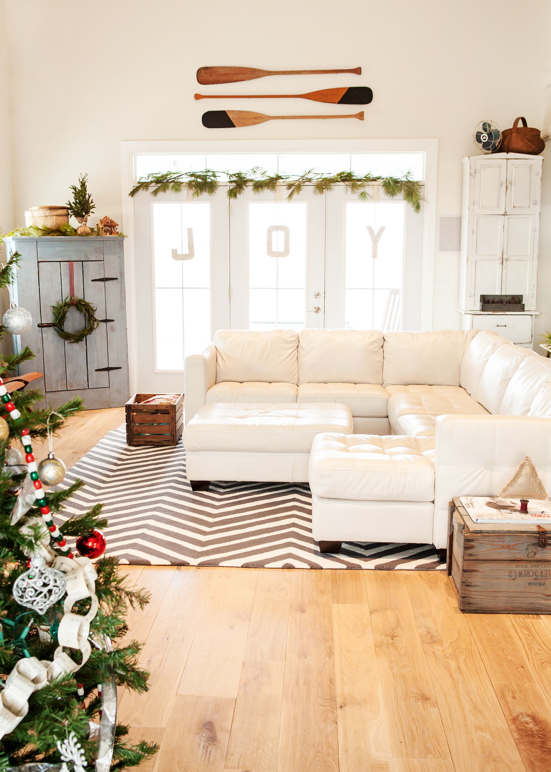 Christmas Mantel Decorating Frosted Window Panes
