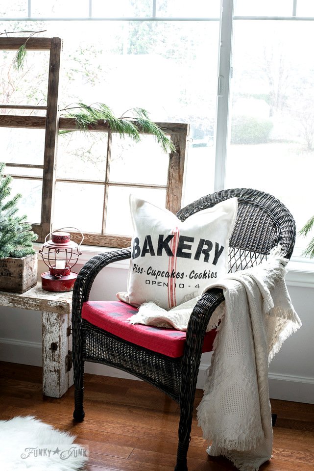 Christmas Mantel Decorating Frosted Window Panes