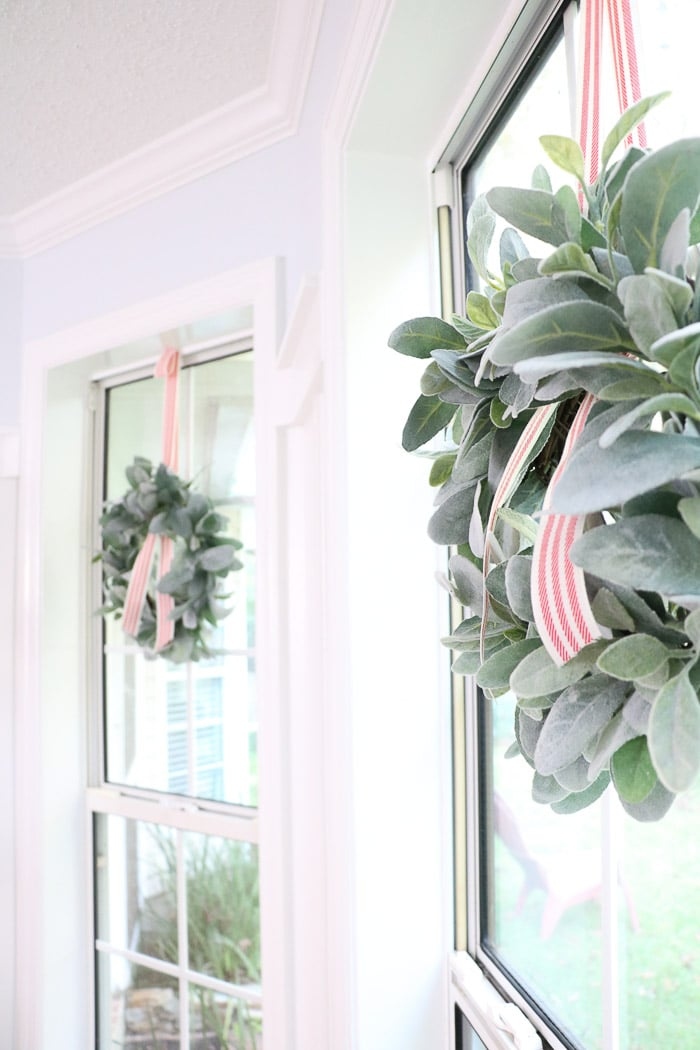 Christmas Mantel Decorating Frosted Window Panes