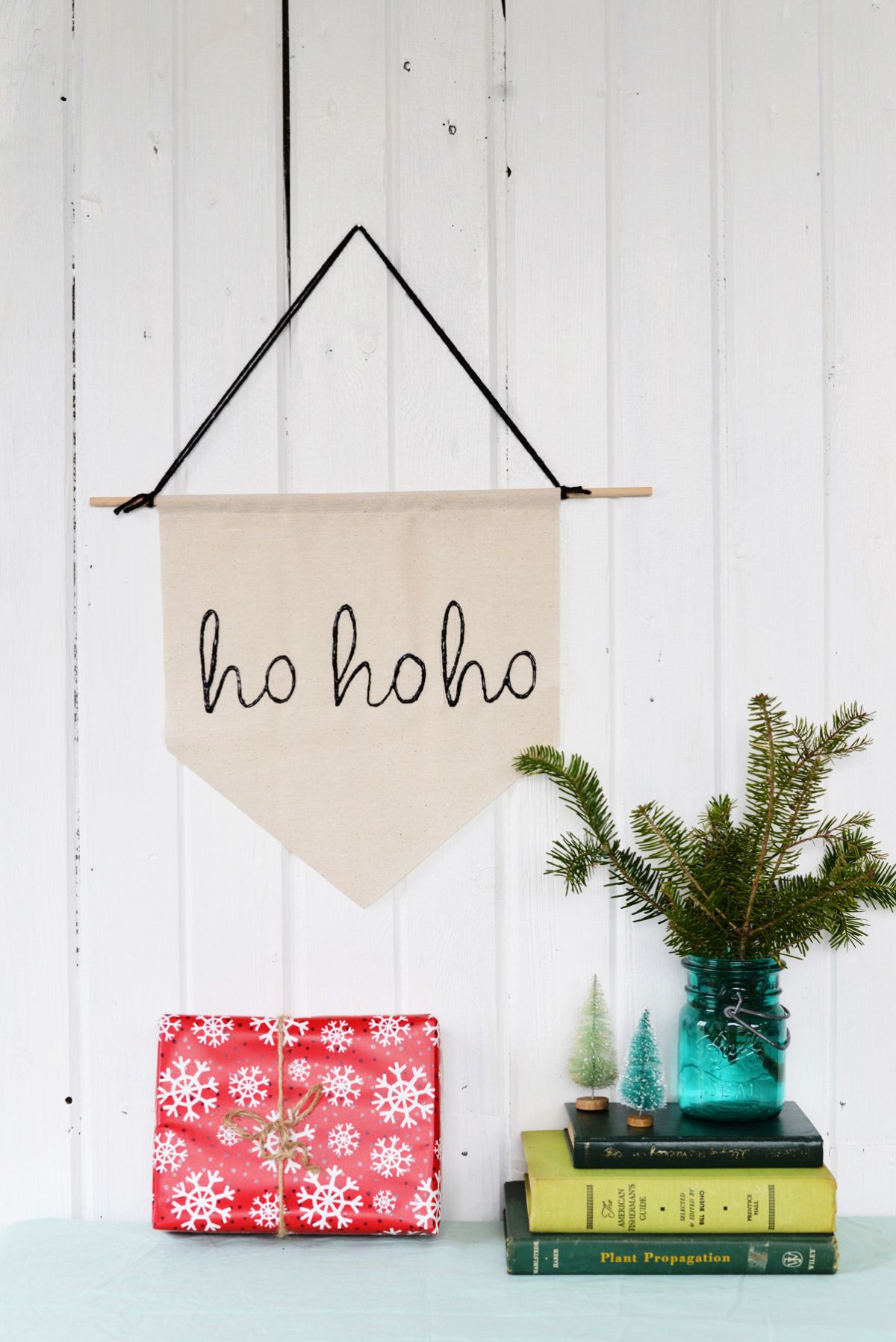 Ho ho ho christmas banner mason jar