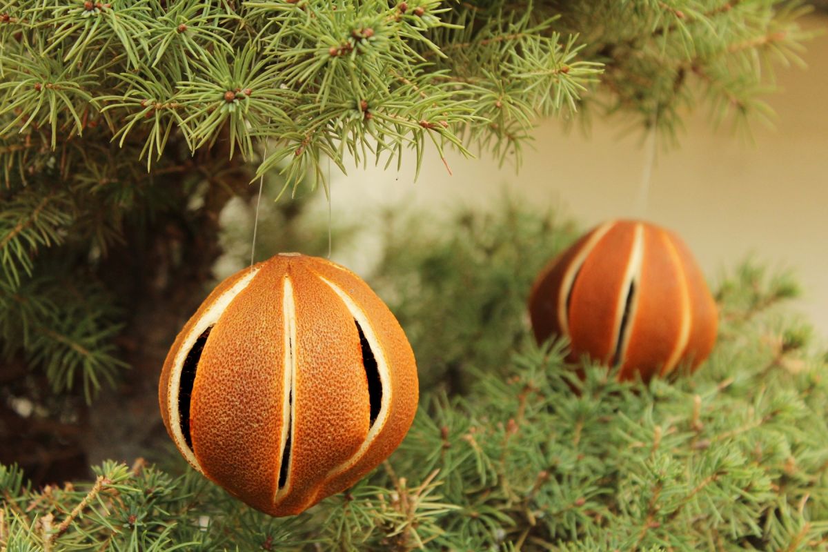 How to decorate a Christmas tree with natural ornaments dried orange
