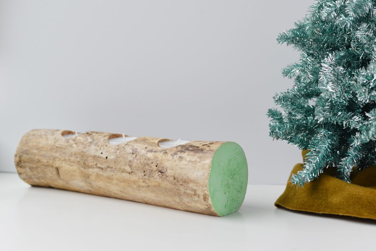 Log candle holder craft