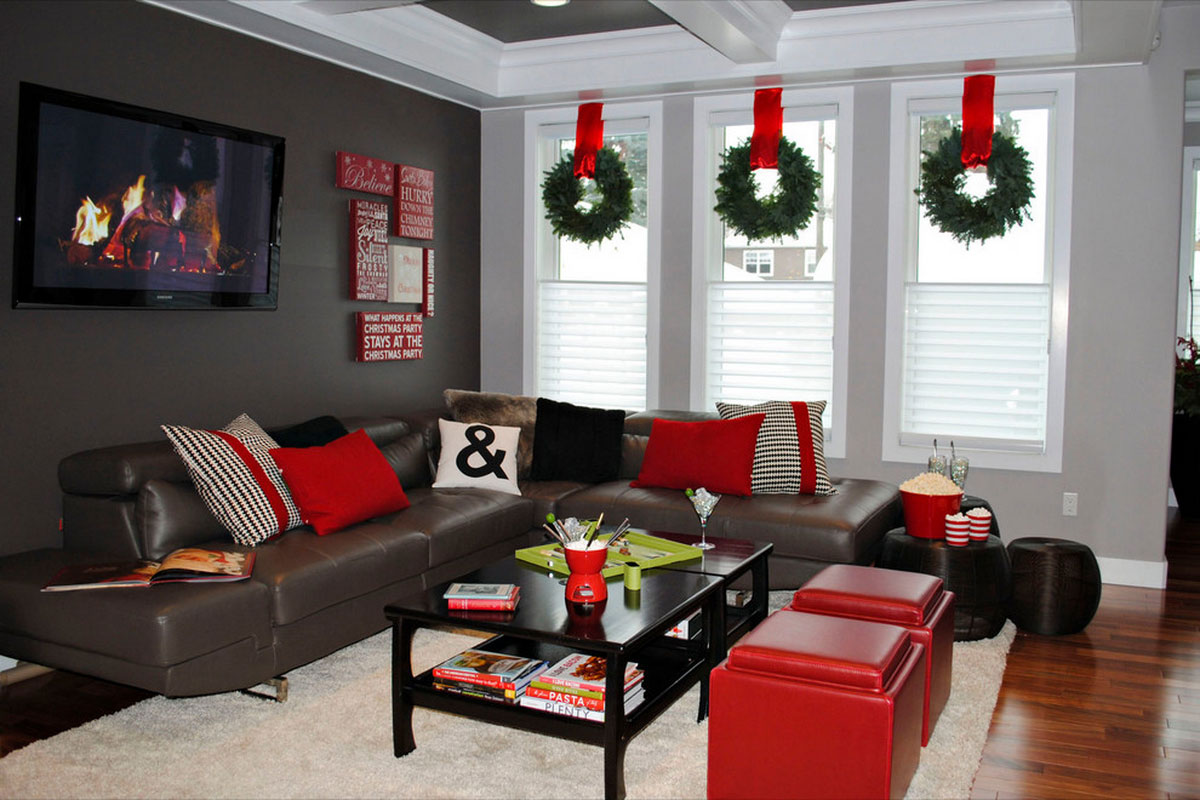 Christmas Mantel Decorating Frosted Window Panes