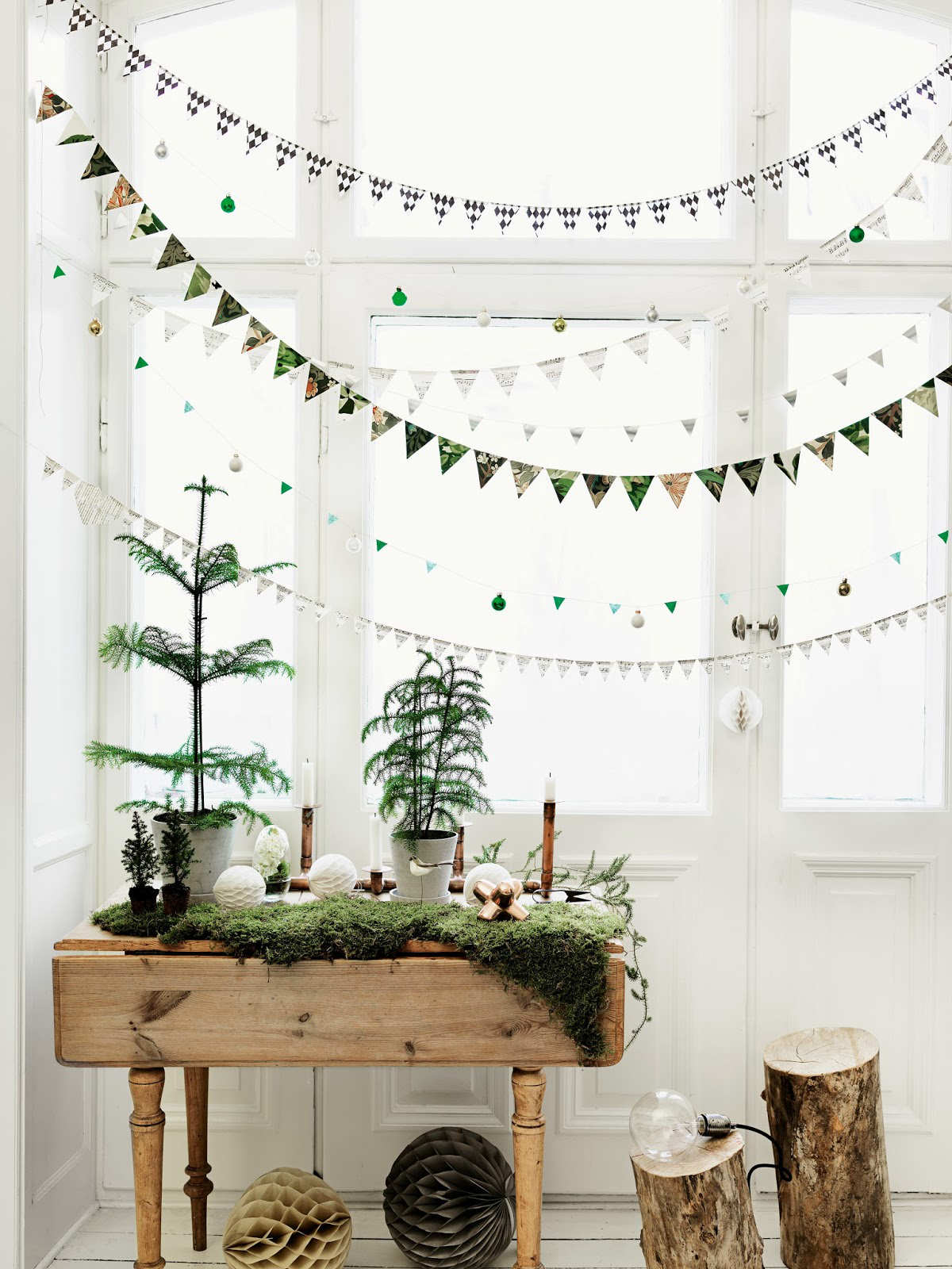 Christmas Mantel Decorating Frosted Window Panes