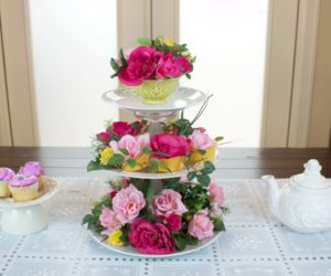 Gorgeous Garden Party Centerpiece made with Thrifted Items